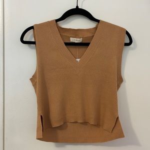 Pacsun LA Hearts Tan Cropped Sweater-vest NWOT
